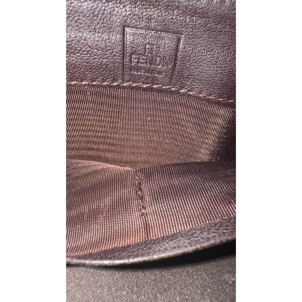 Fendi Pequin Striped Zip Around Continental Wallet Tobacco 2268-30878-098 4x7.5" - Picture 3 of 10